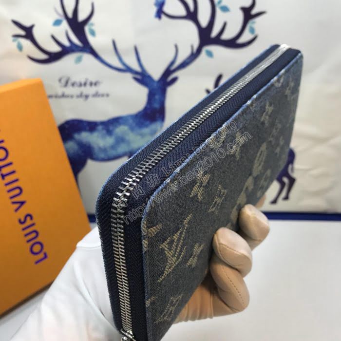 LV錢包 新品 頂級原單 M60017牛仔藍 Supreme牛仔系列 LV長錢包  ygqb1013